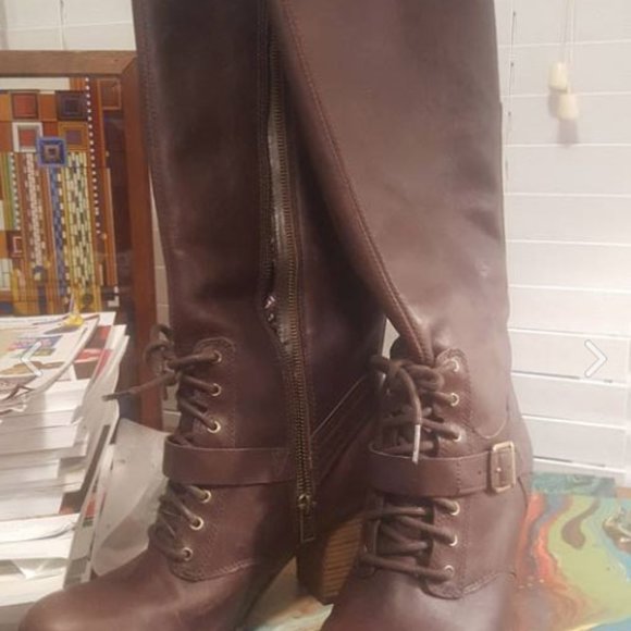 Killer Timberland leather lace-up boots worn once - size 9.5 brown - Picture 6 of 7